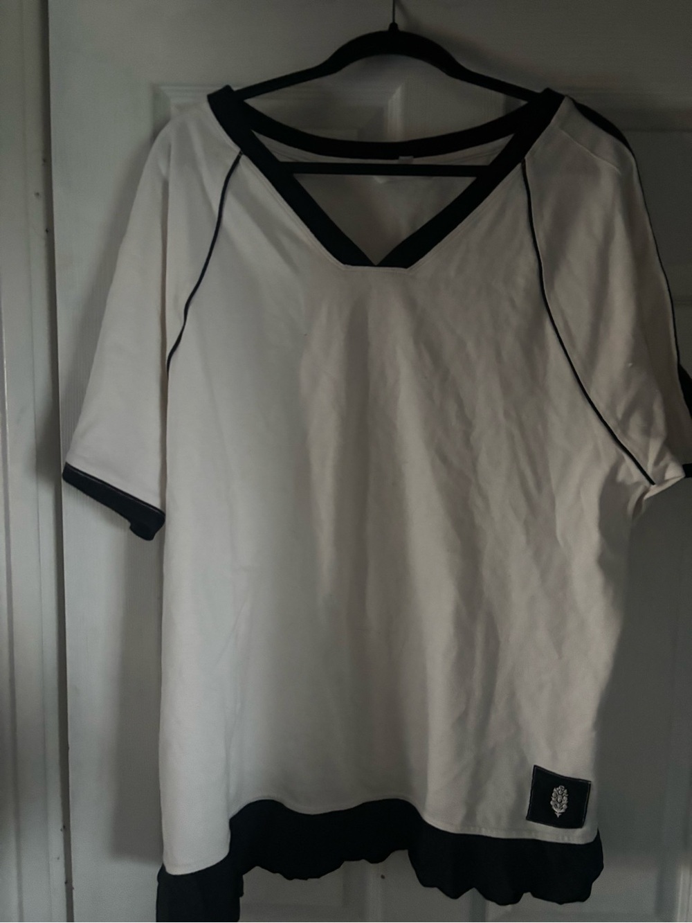 FP Movement by Free People White Short Sleeve Tee with Black Trim
